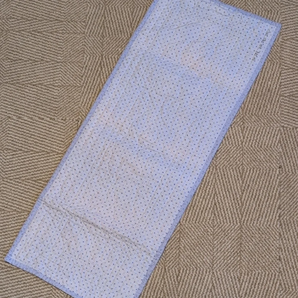 Handmade Floral Patchwork Quilt Table Runner Wall Hanging Hydrangea Blue Cream